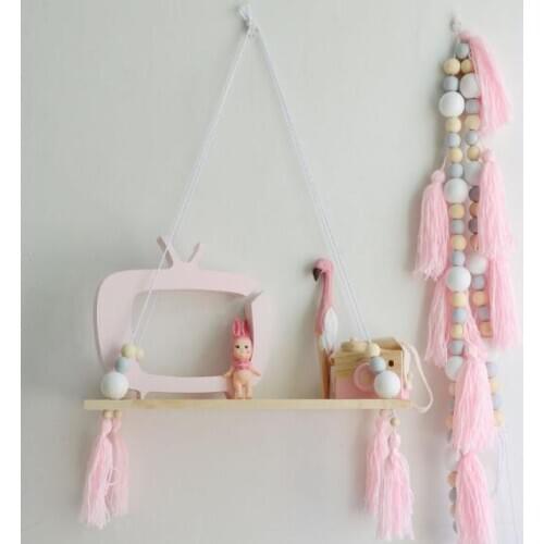 1PC Wooden Hanging Wall Shelf Wood Rope Swing Shelves Sundries Holder Organizer Photo Props Home Kids Playroom Decoration MA 003