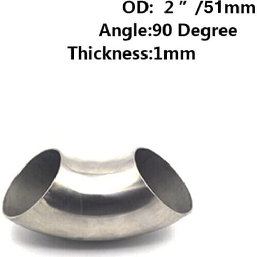 1pc 2.5/2Inch 51/63mm Stainless Steel 90 Degree Bend Elbow Exhaust Pipe