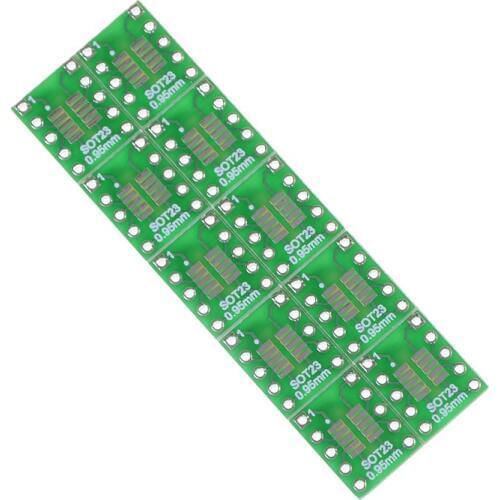 10pcs 0.5mm/0.95mm to 2.54mm DIP Pin PCB Board Convert SOT23 SOP10 MSOP10 Umax SOP23 to DIP10 Pinboard SMD To DIP Adapter Plate