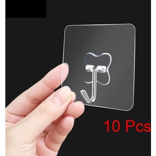 10PCS 6X6cm Transparent Strong Self Adhesive Door Wall Hangers Hooks Wall Hanger Suction Cup Sucker for Home Kitchen Bathroom a1
