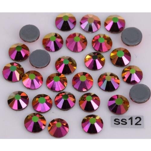 1440pcs/Lot, High Quality ss12 (3.0-3.2mm) Rainbow-Rose-Gold Hotfix Rhinestones / Iron On Flat Back Crystals
