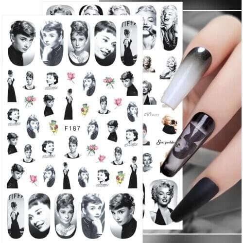 2pcs 3D Holographic Jesus angel lady Nail Stickers Back Glue DIY Decorations Manicure Nails Decoration Accessories