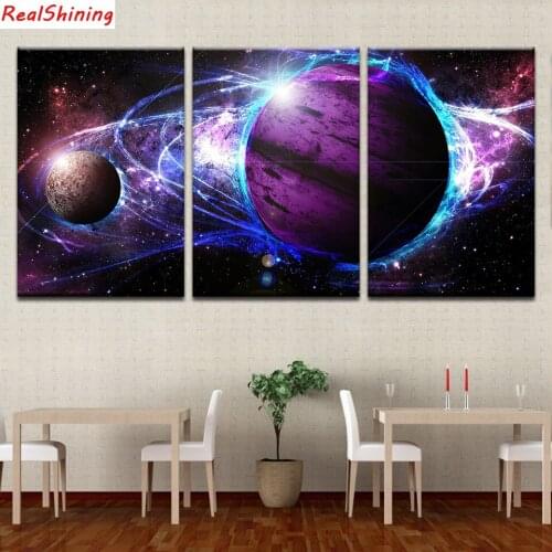 3pcs,Diamond Embroidery,Planet landscape,5D,diy Diamond Painting Cross Stitch,3d picture,Diamond Mosaic,home Decor H1385