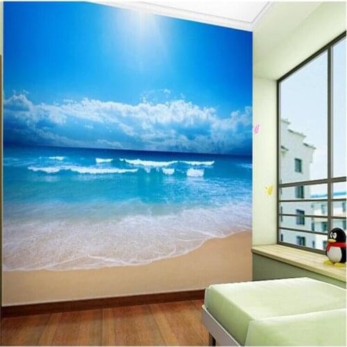 Beibehang Large custom 3d photo wallpaper European non-woven wallpaper bedroom marine sky ocean beach wall living room painting