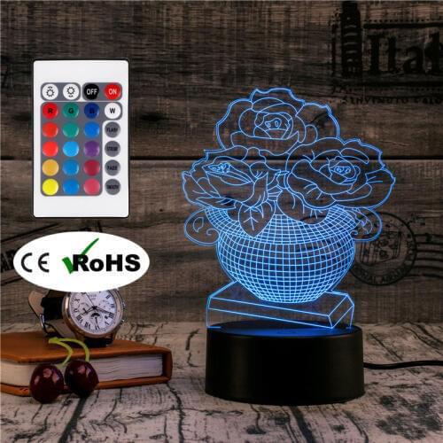 3D Led Novety Lighting Creative Gift Night Light Table Lamp Flower Light Led Home Corridor Hotel Party Atmosphere Lights