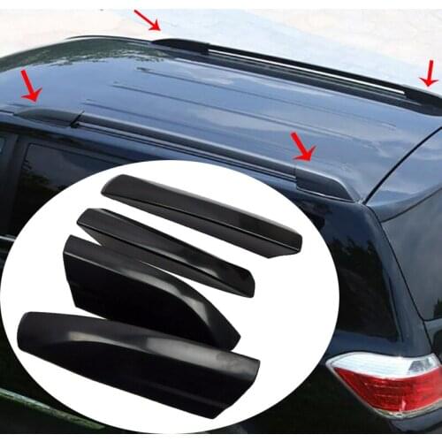 4PCS For Toyota Highlander XU40 2008 2009 2010 2011 2012 2013 Silver & Black Roof Rack Bar Rail End Replacement Cover Shell