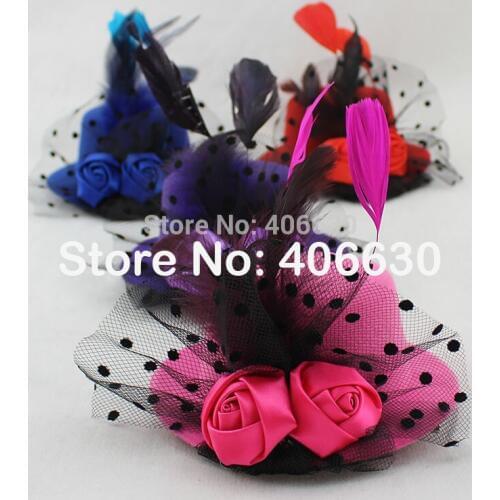 5" Mini Top Hat With Veil Kids Party Fascinators Hair Accessories For Women 12pcs/lot Free Shipping MFF13007
