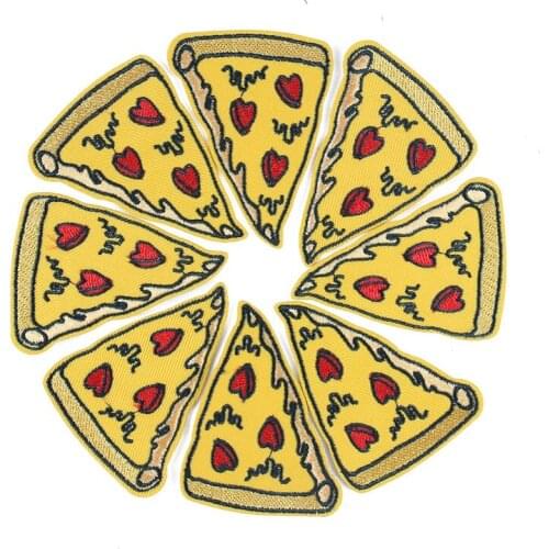 5PCS Pizza Patches DIY Patch Cute Embroidery Applique Iron on Transfer for Clothing Accessories T-shirt Backpack Decor Wholesale