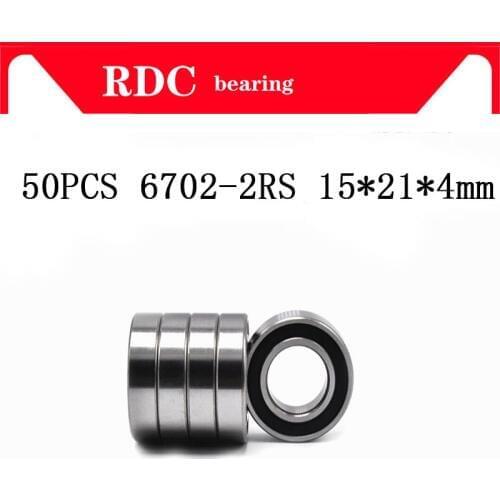 Free Shipping 50PCS ABEC-5 6702-2RS High quality 6702RS 6702 2RS RS 15x21x4 mm Miniature Rubber seal Deep Groove Ball Bearing