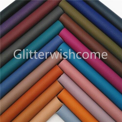 Glitterwishcome 21X29CM A4 Size Litchi Faux Leather Fabric, PU Synthetic Leather Fabric Sheets, Vinyl Fabric for Bows, GM5107A