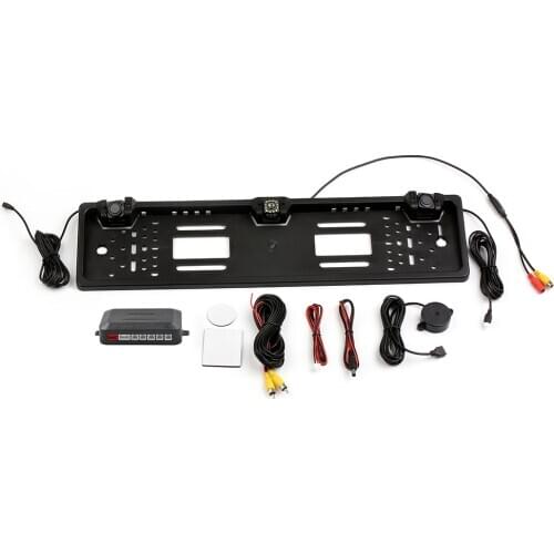 European License Plate Frame Backup Camera 8 LED/12 LED Rear View Camera with Reversing Radar System Parking Sensor