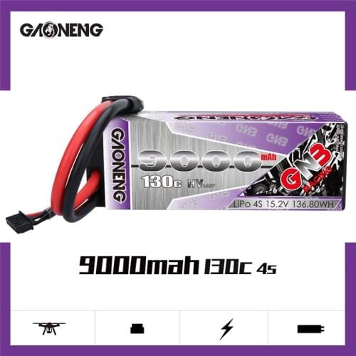 GNB GAONENG 9000mAh 4S 15.2V 130C/260C Hardcase LiPo LiHV Battery XT90 Connector for 1:8 1/8 RC Car Four Drive Off-Road Boat