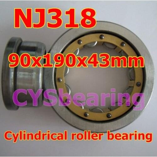 ID 90mm OD 190mm 90X190X43mm NJ318ECM NJ318M brass cage single row cylindrical 90mm shaft roller bearing