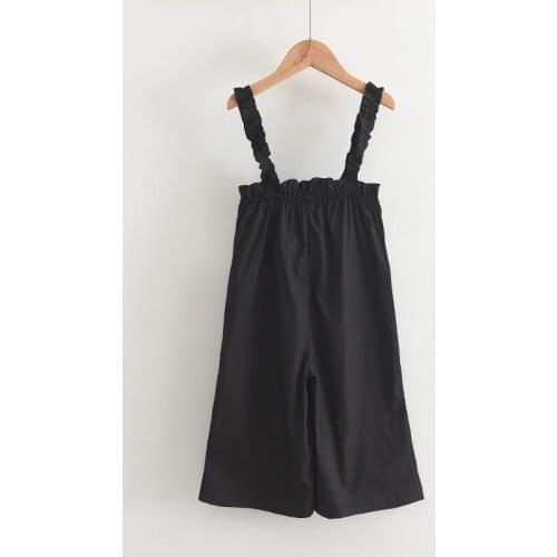 Summer Black Overall For Kids Girls Strap Long Pants Fashion Baby Solid Pure Color Casual Loose Clothing Children Cute Jumpsuits