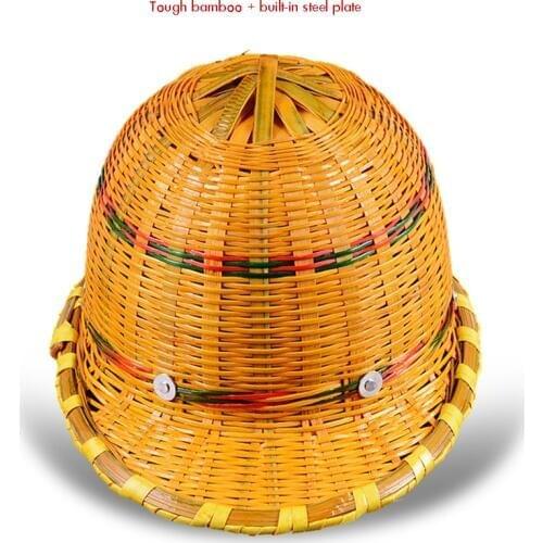 Construction Hard Hat Vented Helmet Cap Style with 6 Point Ratchet Suspension, Knob Adjustable Hard Hat, Hand Knitted Bamboo