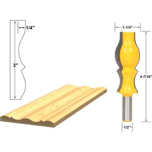 1pcs Crown Molding Router Bit - 1/2" Shank Cutting Height: 3", Cutting Depth: 1/4"
