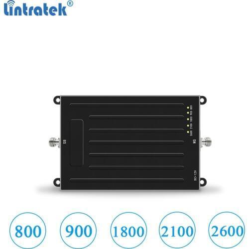 Lintratek five band signal amplifier 800 900 1800 2100 2600Mhz for 2g 3g 4g lte booster gsm umts AGC repeater no antenna #6.8