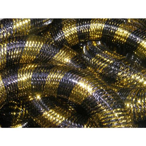 Metallic Black Gold Stripe Cyberlox Tubular Crin Hair Extensions 60 yard 16mm