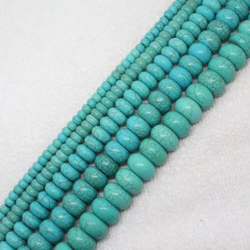 Mini. Order is $7! 4x6-9x15mm Blue Turquoises abacus bead stone Rondelle DIY Jewelry Making loose beads 15"
