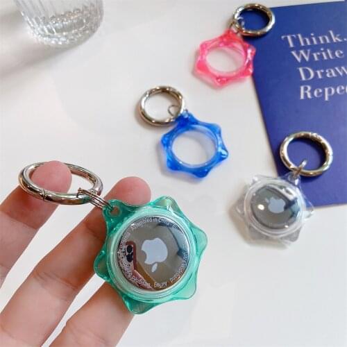 Fashion transparent Color Hexagon Shockproof TPU Protective sleeve for airtag wallet Protectiv Dog Collar For Apple Airtag Cover