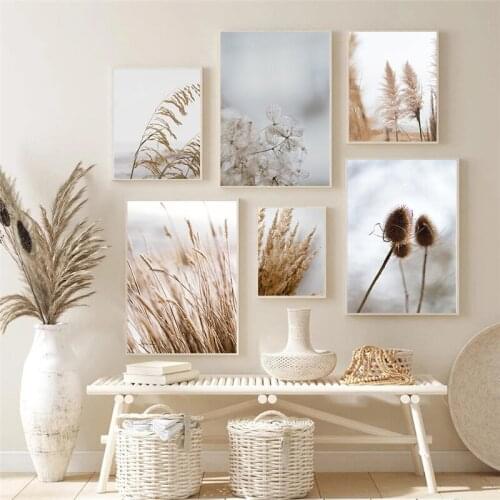 Wall Art Painting Modern Beige Dried Reed Picture Landscape Home Decor Bedroom Wall Picture Canvas Printings Poster Gift
