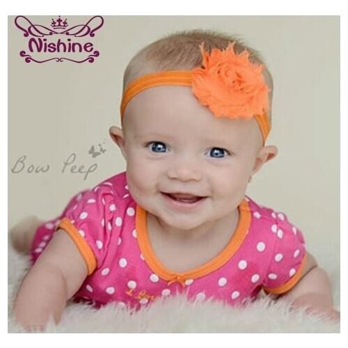 Nishine New 15pcs/lot Elastic Headband Hairband Shabby Flowers Headbands Kids Cute Hair Accessories Gifts