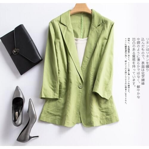 NEW Summer Women Blazers cotton linen suit leisure seven sleeve thin linen small suit jacket female S M L XL Work Wear