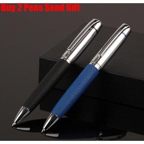 New Arrival PU Leather Brand Metal Ballpoint Pen Luxury Business Men Writing Pen Buy 2 Pens Send Gift