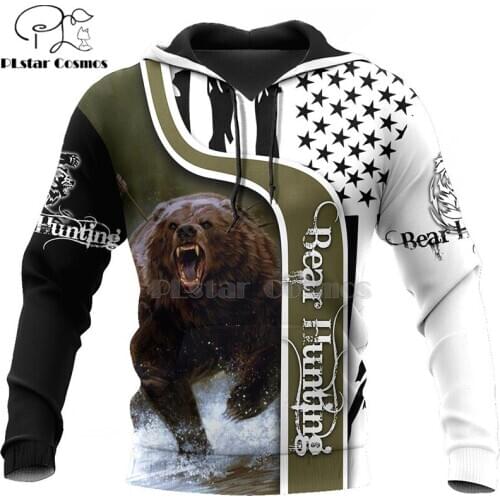 PLstar Cosmos bear HUNTING 3D Printed Shirts 3D Print Hoodies/Sweatshirt/ZipperMan Women big black bear Bow Hunter battle-24