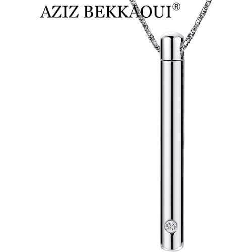 AZIZ BEKKAOUI Engrave Name Stainless Steel Necklace Cremation Jewelry Ash Urn Necklaces Memorial Keepsake Cylinder Vial Pendant