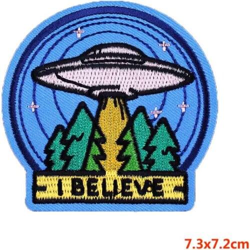 Prajna Universe Space Patch ET Iron On Patches Badge Clothes Embroidery Applique Jackets Fabric Sticker Backpack Decoration E