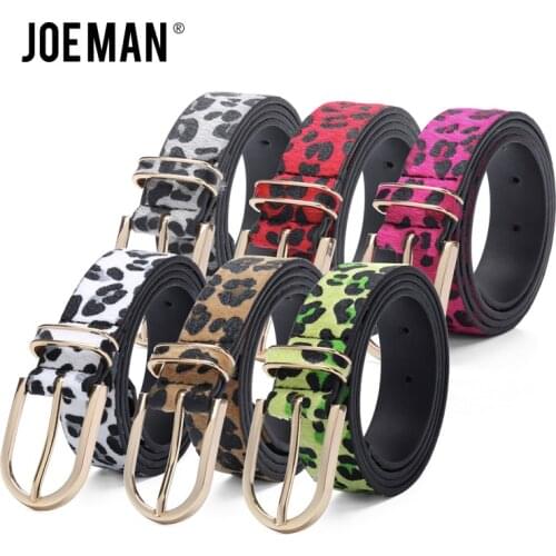 Fashion Women Belt Horsehair Leopard Pattern Rose Gold Metal For Jeans Female Pu Leather Designer Belts Ladies Waistband