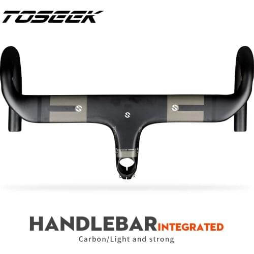 TOSEEK Carbon Road Bike Handlebar Integrated Cycling Bicycle Handlebars With Stem 90 100 110 120mm Width 400 420 440mm