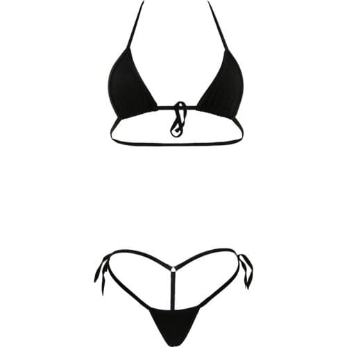 Sexy Mini Micro Bikini Swimwear Sets Extreme Hot Tiny Triangle Beachwear Bathingsuit Cotton Underwear Lingerie Top And Bottom