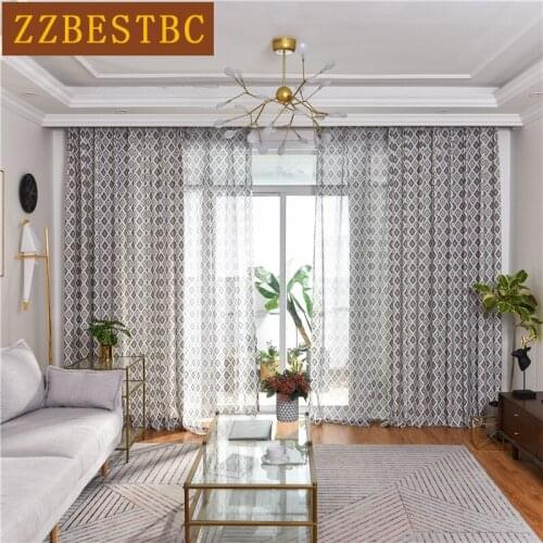 Modern Custom Lattice Pattern Custom Curtains For Living Room Bedroom Window Exquisite Voile Curtain For Kitchen Hotel Apartment