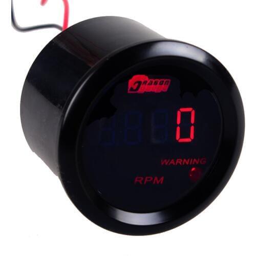 EE support 2" 52mm Black Shell Car Motor Digital Red LED Tacho Tachometer LED Gauge Meter Free Shipping