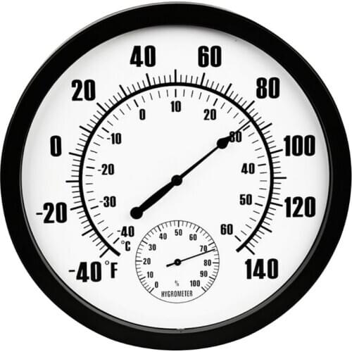Thermometer Indoor Outdoor 10" Patio Large Wall Thermometer and Hygrometer Mechanical watch core No Battery Needed