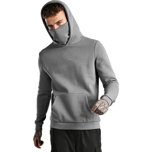 Streetwear Hoodie with Mask Solid Color Sweatshirts Men Hip Hop Hoodie with Kanga Pocket Mens Hoodies Sweatshirts