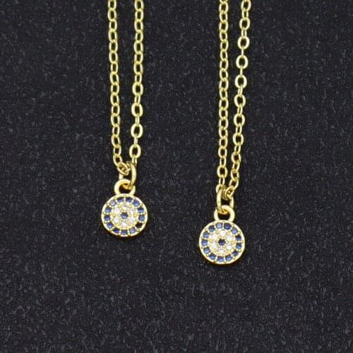 Turkish Blue Evil Eye Necklace Adjustable Chain Women Girls CZ Crystal Stone Fashion Necklace Small Jewelry collar ojo