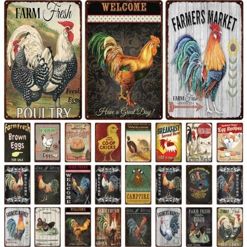 Farm Chicken Metal Plate Sign Farm Vintage Henhouse Decor Metal Sign Metal Poster Vintage Wall Stickers Farm Decor