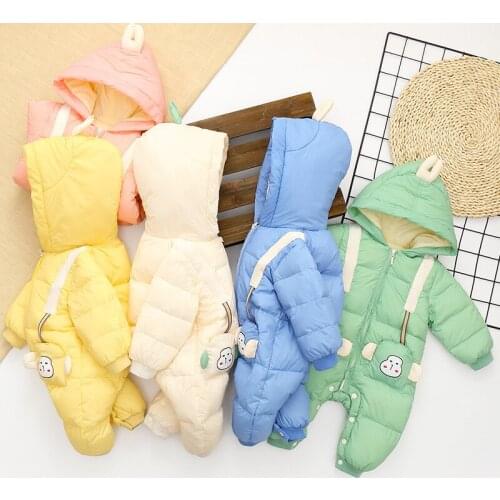 Out-of-season baby crawling clothes for infants and young children wear 90 white duck down and down romper Class A 2021