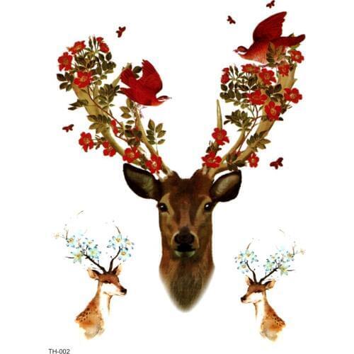 5pcs Flowers Deer Waterproof Temporary Tattoo Sticker s Animals The Flash Temporary Tatoo Tatuaggi Temporanei Cheap Stuff