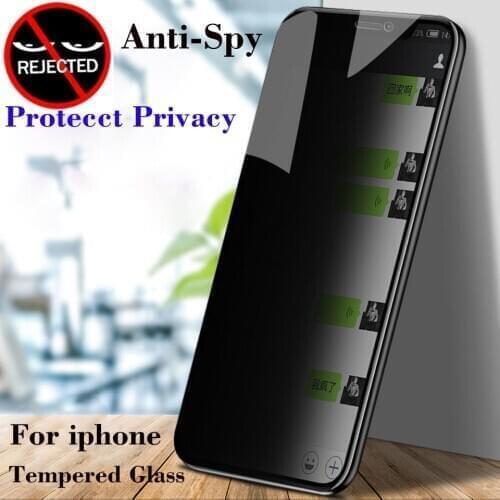 10pcs/lot Full Cover Private Screen Protector For iPhone 12 mini 11 Pro max X XS XR Anti spy Tempered Glass 6 7 8 Privacy Glass