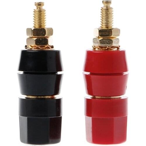 2pcs/set 4mm Banana Plug Red Black Connector Amplifier Terminal Binding Post Speaker Jack
