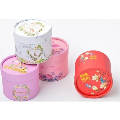 20Pcs White/Pink Paper Tube Round Kraft Paper Gift Box Small Present Packaging Box Wedding Candy Boxes 7.5x6.5cm