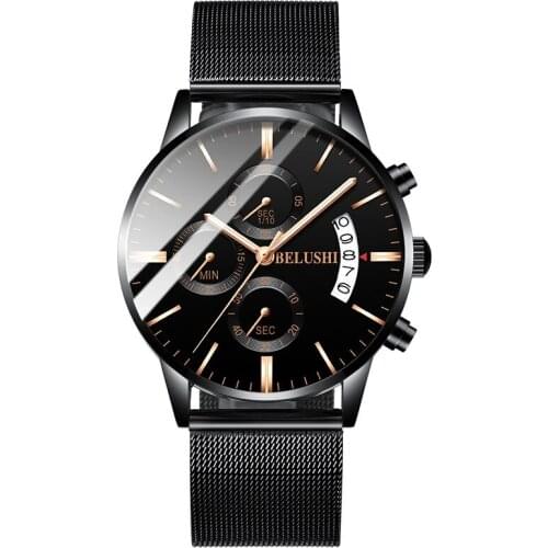 2021 quartz watch mens business fashion three-eye six-hand timer calendar watch trend