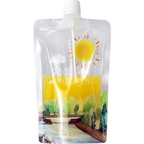 50pcs Portable Plastic Spout Pouches Good Morning Liquid Drink Bag Milk Juice Packaging Bag for Breakfast