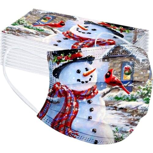 50PCS Christmas Face Mask Wrap Adult Man Women Disposable Masks 3Ply Skin Care mascherine Mouth Cover mascarilla desechable