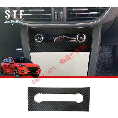 Carbon Fiber Style Interior Accessories Center Air Conditioning Switch Cover Trim For Ford Kuga Escape 2020 2021