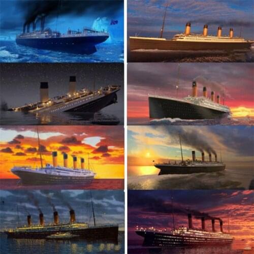 Yujohom Full Square Diy Diamond Painting by Number Titanic Cruise 5D Crystal Mosaic Embroidery Cross Stitch Kits Home Decoration